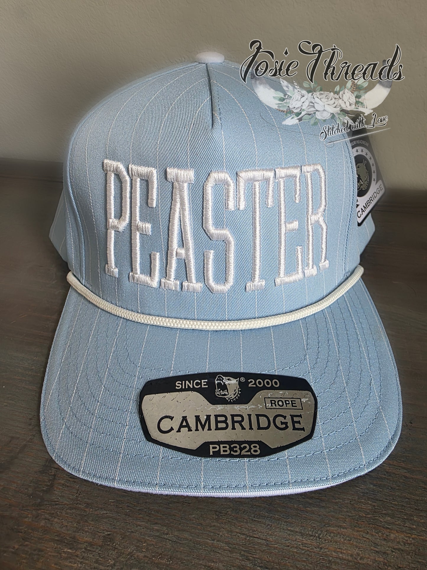 3D Puff Embroidered Pinstripe Rope Hat