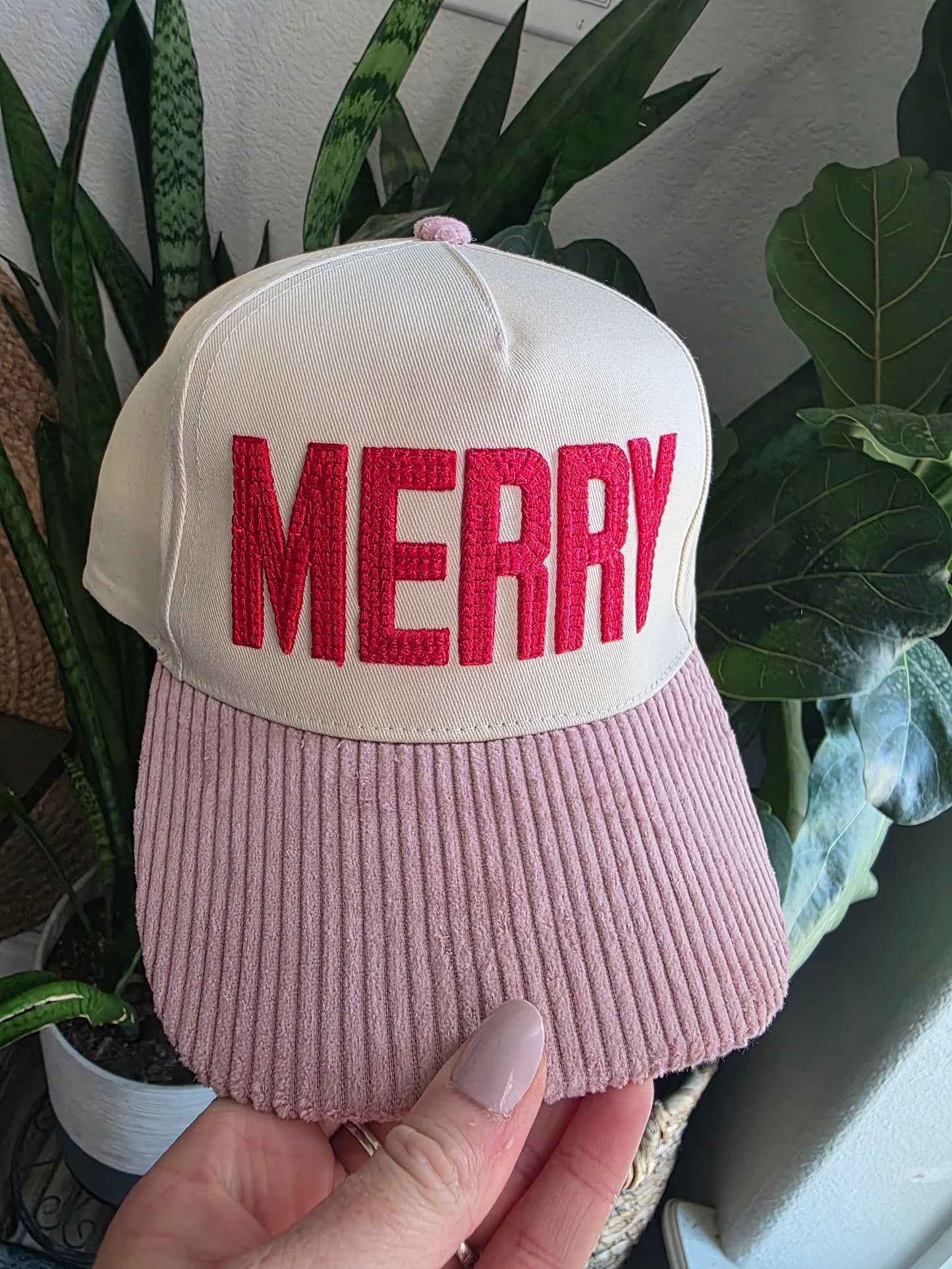 Merry Embroidered Two-Tone Corduroy Bill