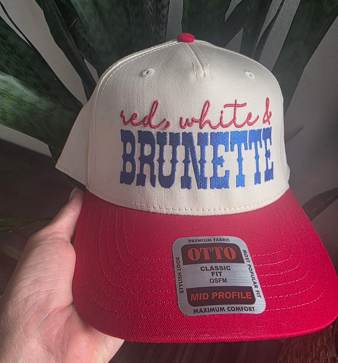 Red White & Blonde/Brunette Hat