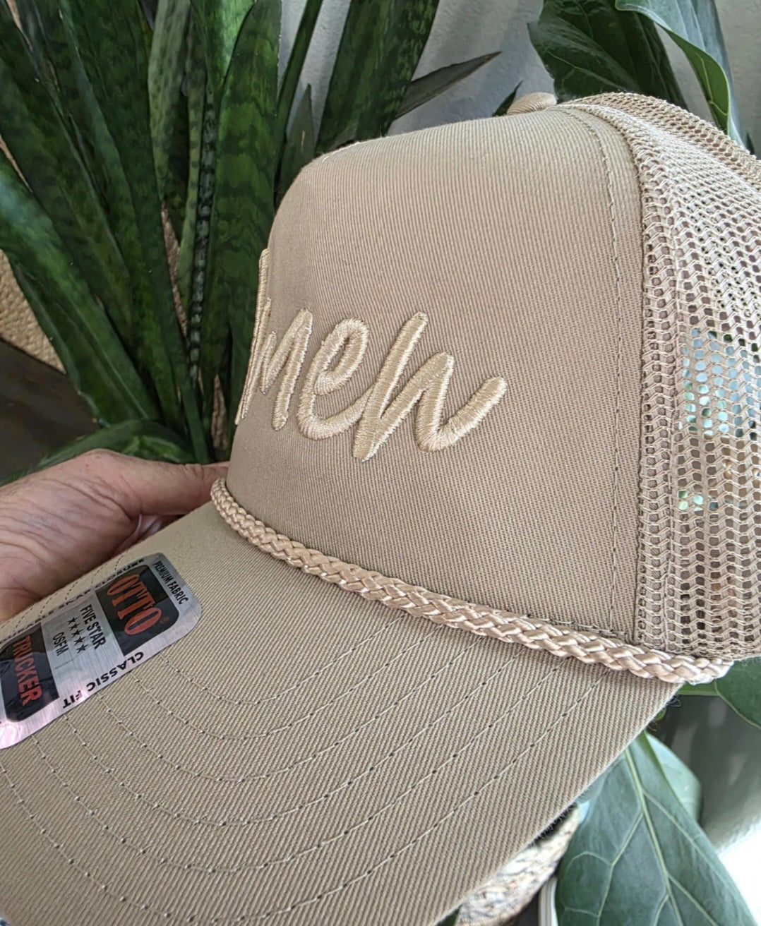 Amen Jesus Puff Embroidered Rope Hat