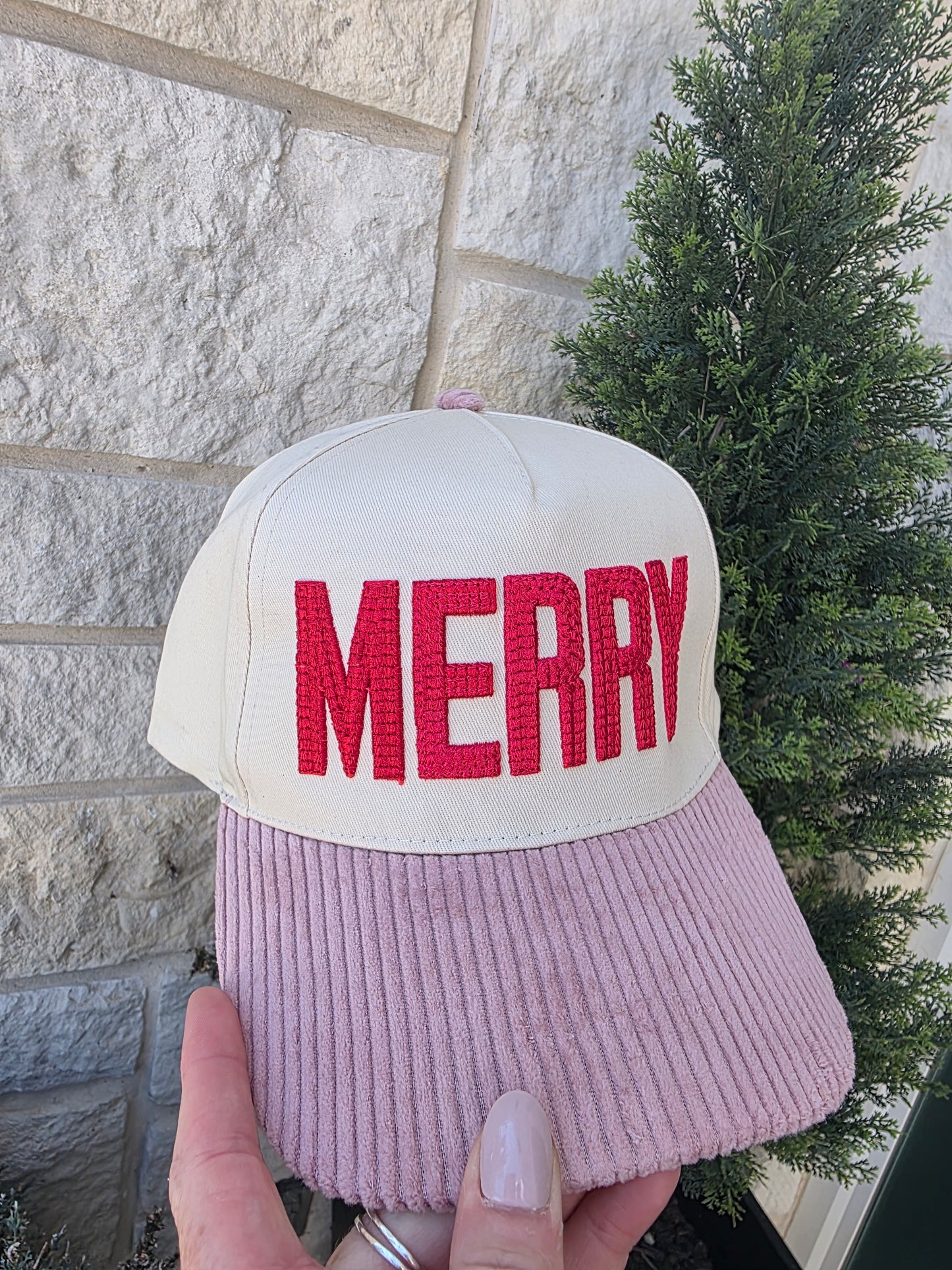 Merry Embroidered Two-Tone Corduroy Bill