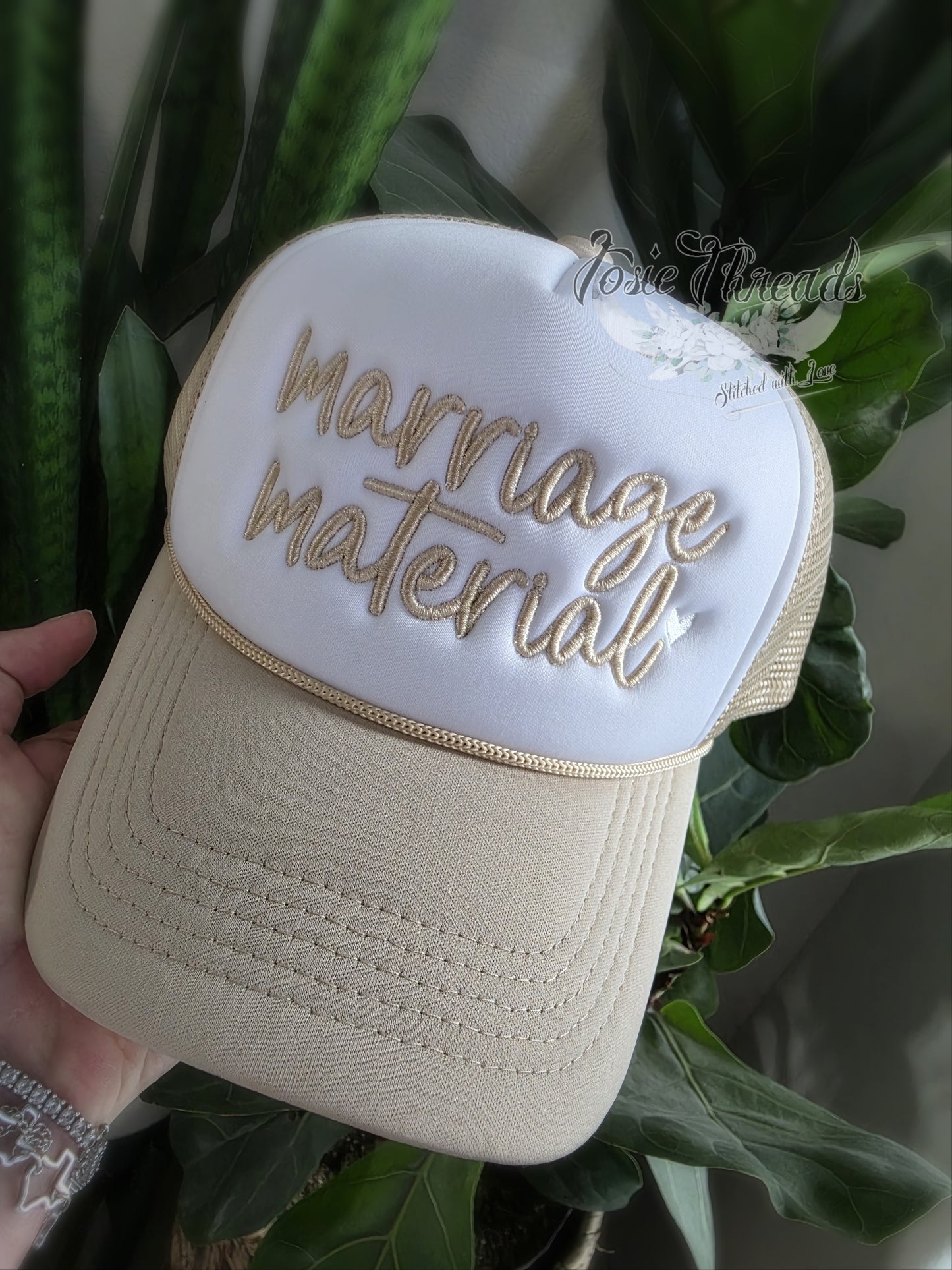 Marriage Material 3d Puff Embroidered on Foam Cap