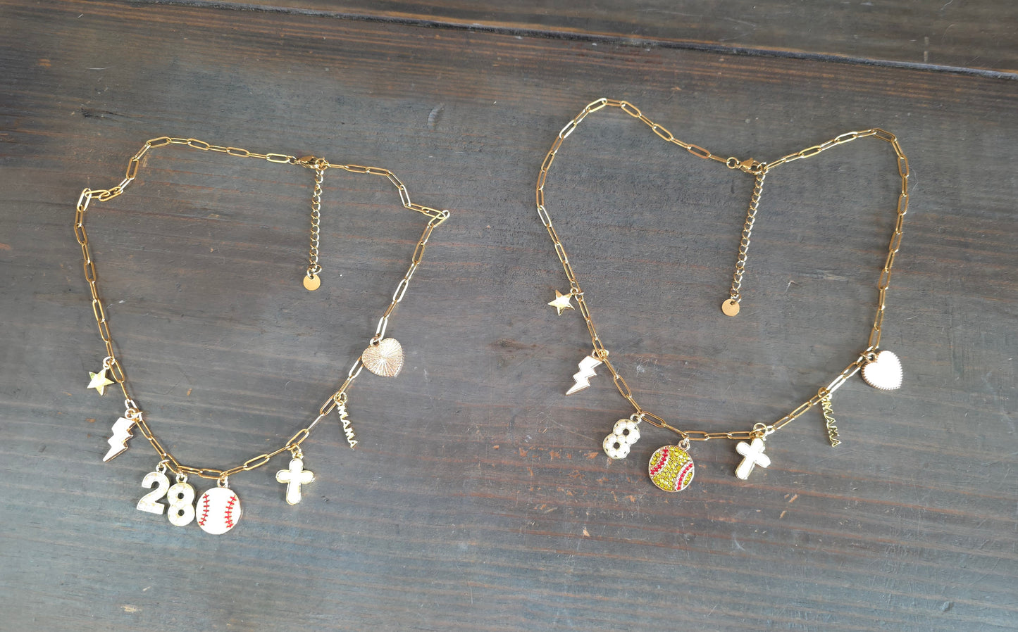 18k Gold Personalized Sport Mama Charm Necklace