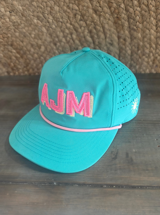 Personalized Initial Font, Summer Hat - with Side Embroidery