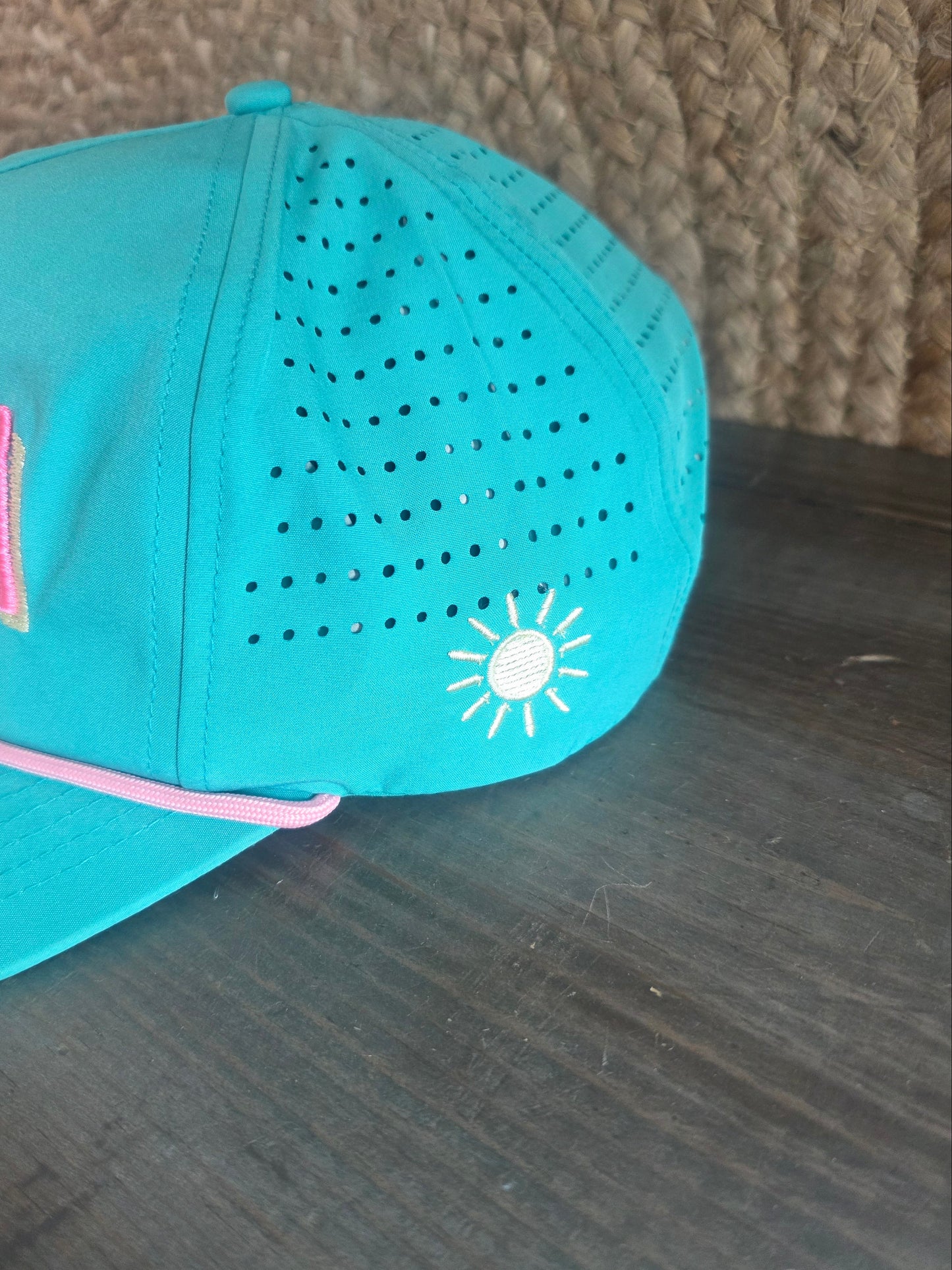 Personalized Initial Font, Summer Hat - with Side Embroidery