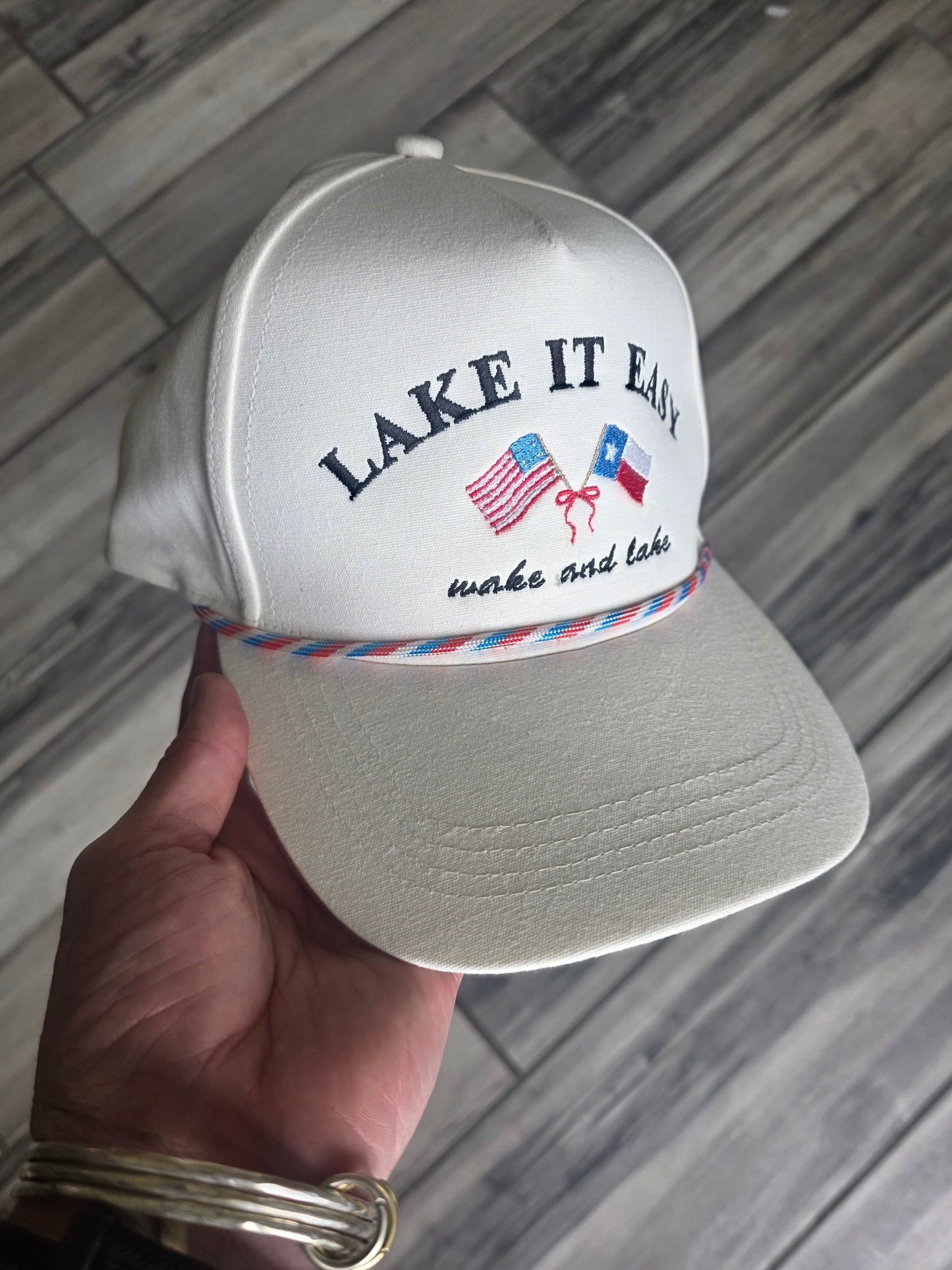 Lake It Easy Cream Rope Hat