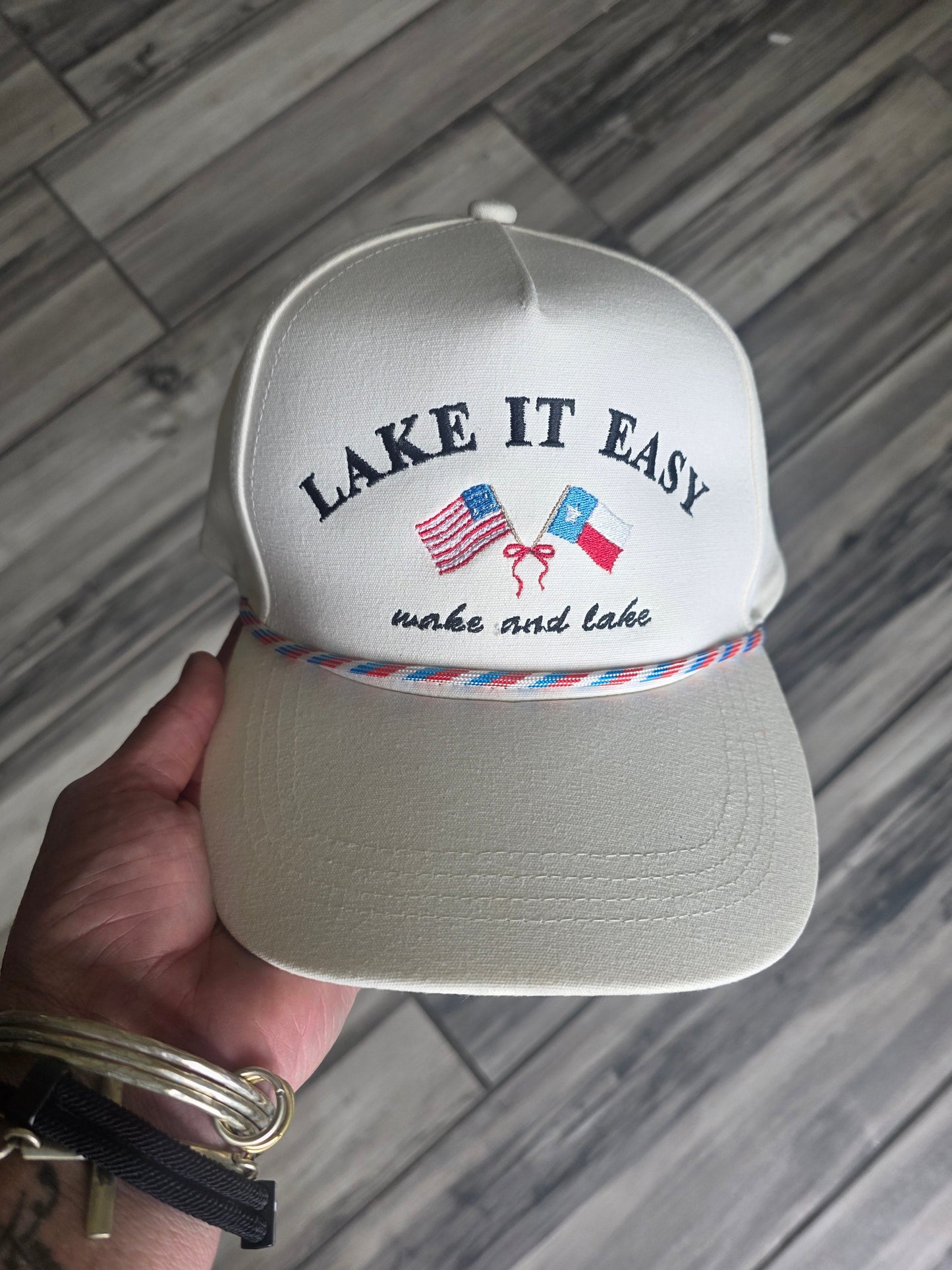 Lake It Easy Cream Rope Hat
