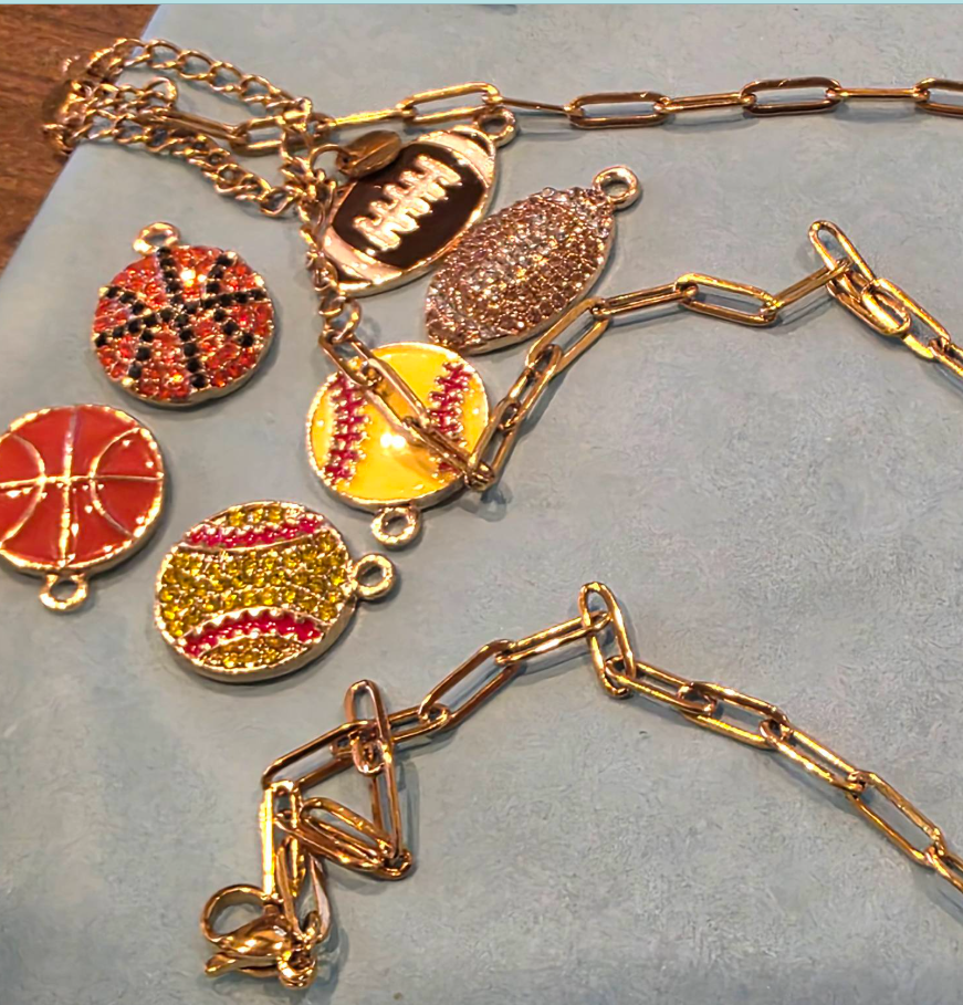 18k Gold Personalized Sport Mama Charm Necklace