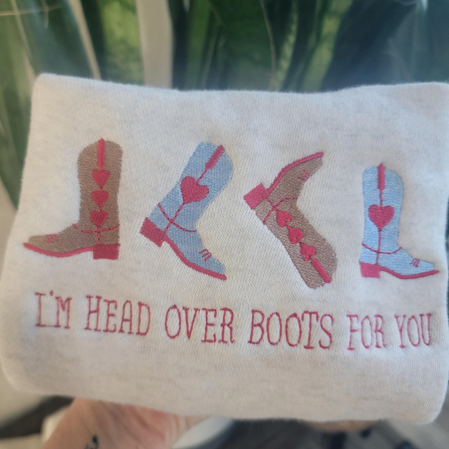 Head Over Boots For You Kids Valentines Sweatshirt • Little Cowboys/Cowgirls Valentine Boots Embroidered Sweatshirts •Western Kids Valentine