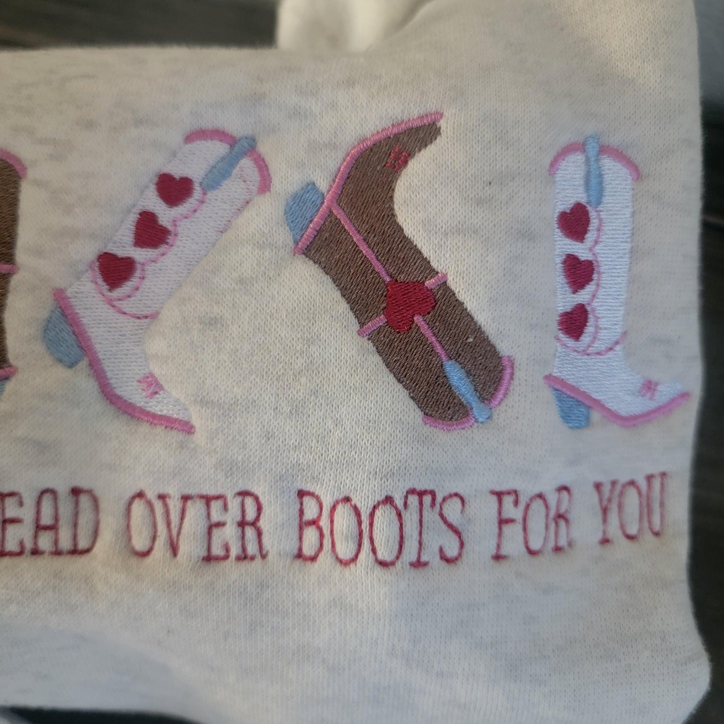 Head Over Boots For You Kids Valentines Sweatshirt • Little Cowboys/Cowgirls Valentine Boots Embroidered Sweatshirts •Western Kids Valentine