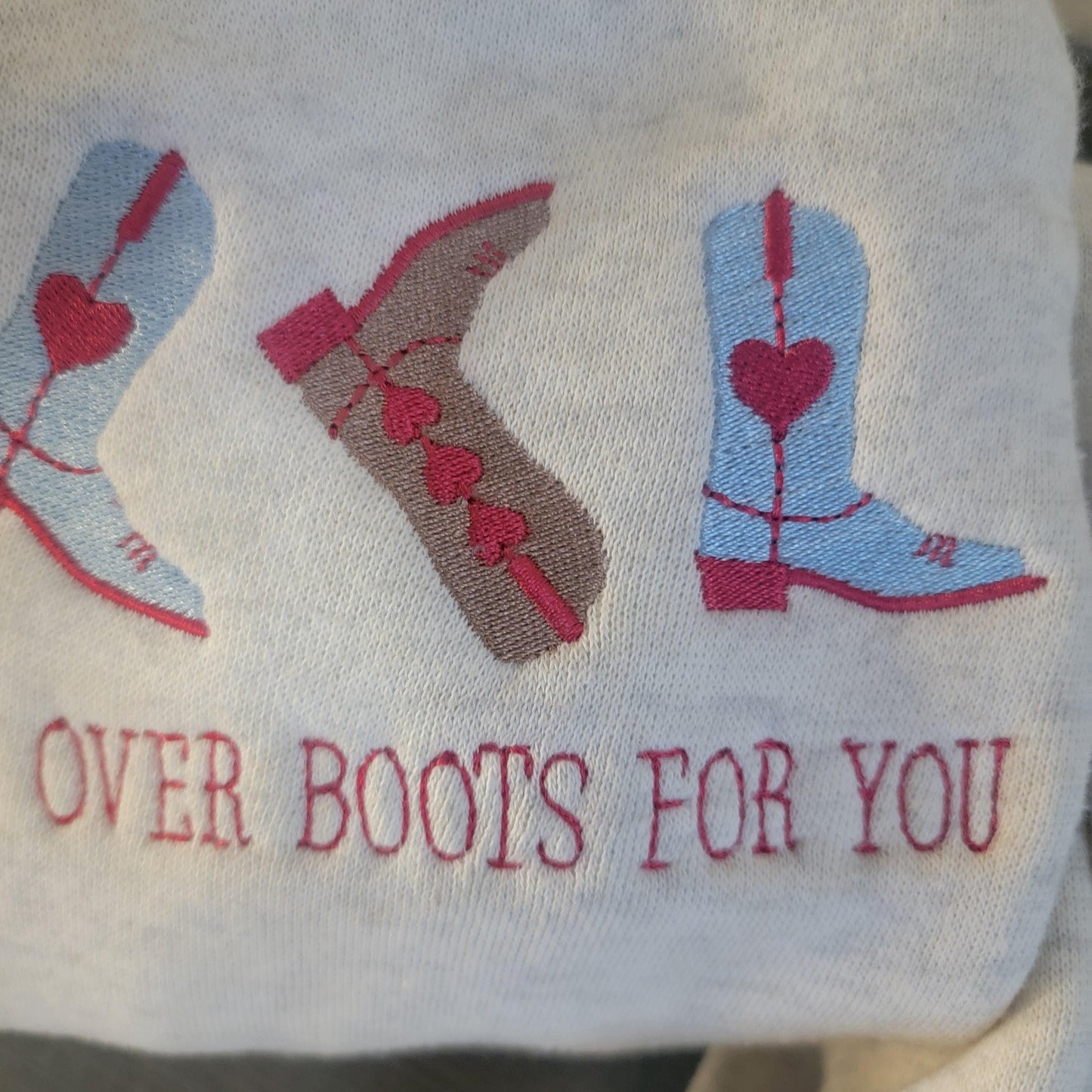 Head Over Boots For You Kids Valentines Sweatshirt • Little Cowboys/Cowgirls Valentine Boots Embroidered Sweatshirts •Western Kids Valentine