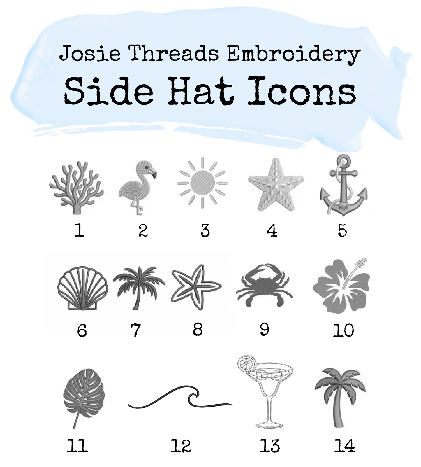 Summer Hat Embroidery Icons