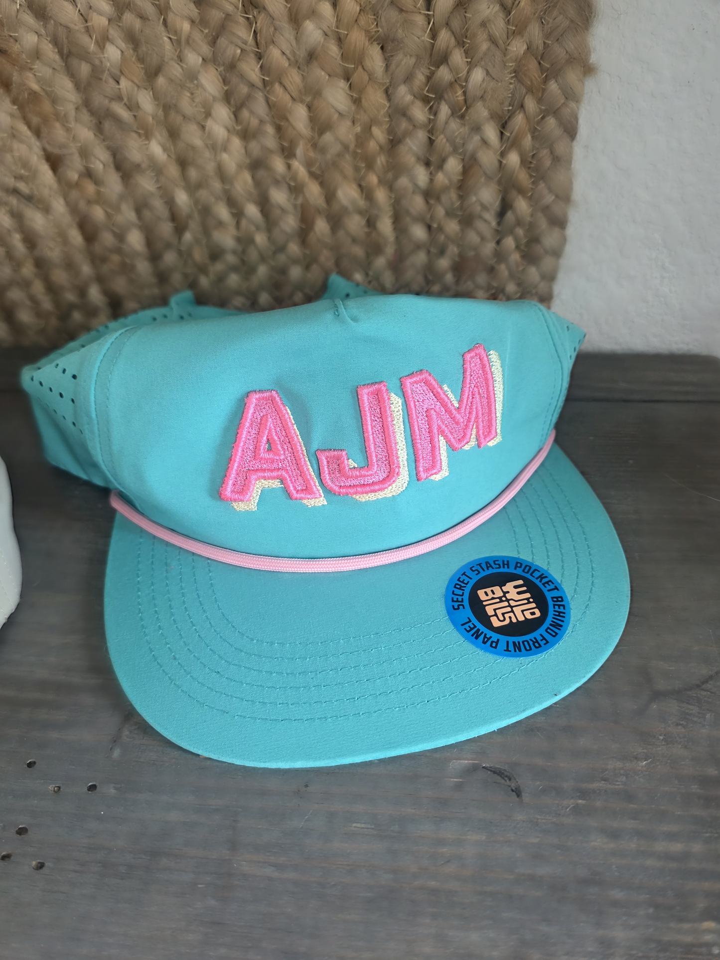 Personalized Initial Font, Summer Hat - with Side Embroidery