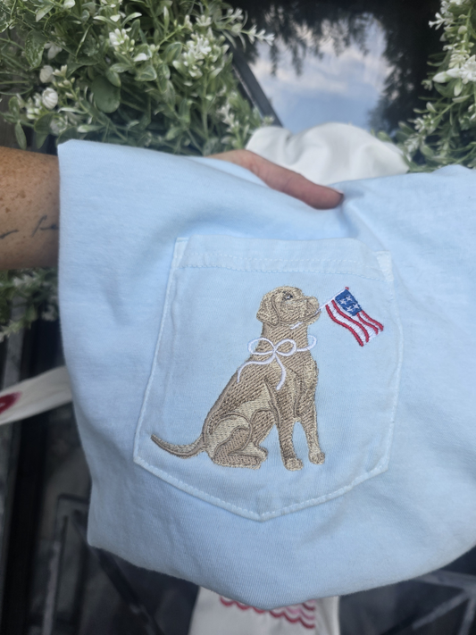 Comfort Colors Patriotic Dog Pocket T