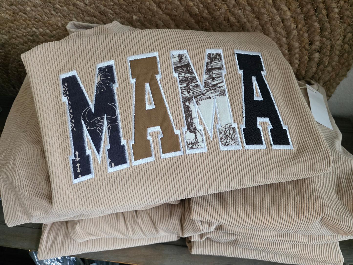 Custom Embroidered Western Applique, Soft Corded Long Sleeve