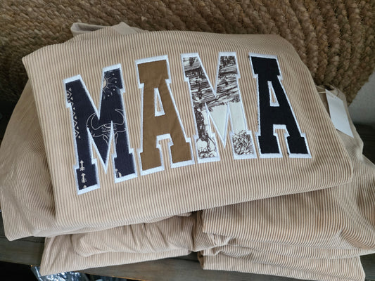 Custom Embroidered Western Applique, Soft Corded Long Sleeve