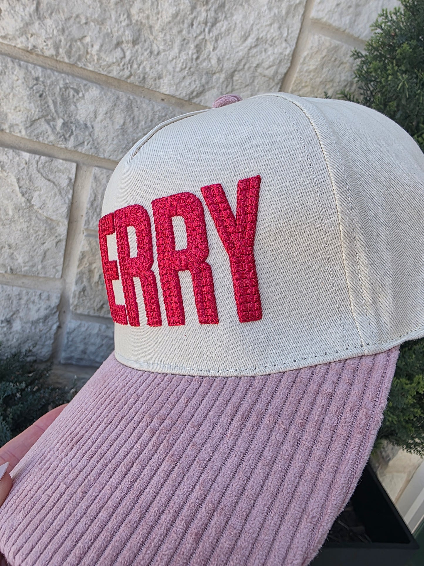 Merry Embroidered Two-Tone Corduroy Bill
