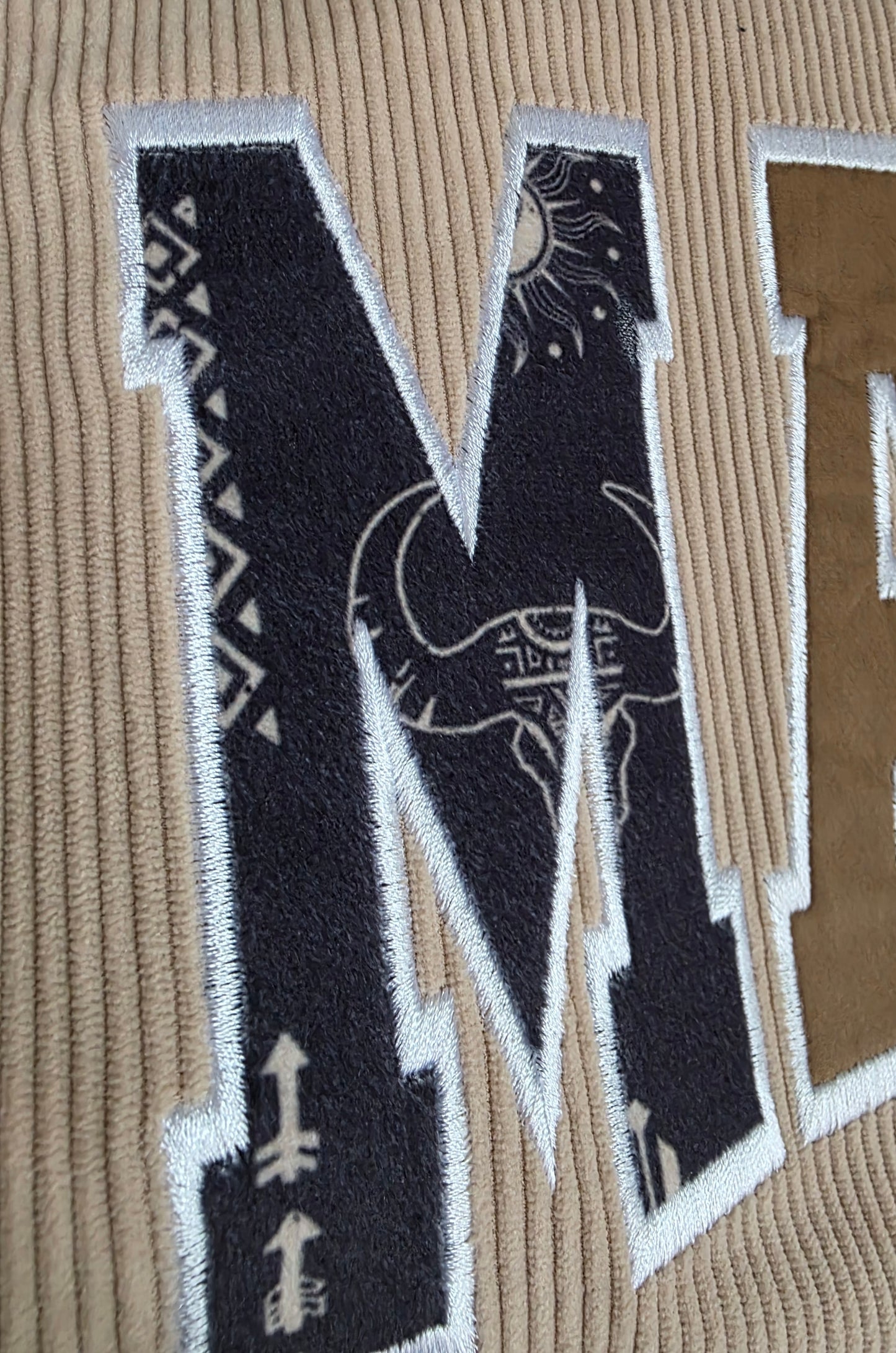 Custom Embroidered Western Applique, Soft Corded Long Sleeve