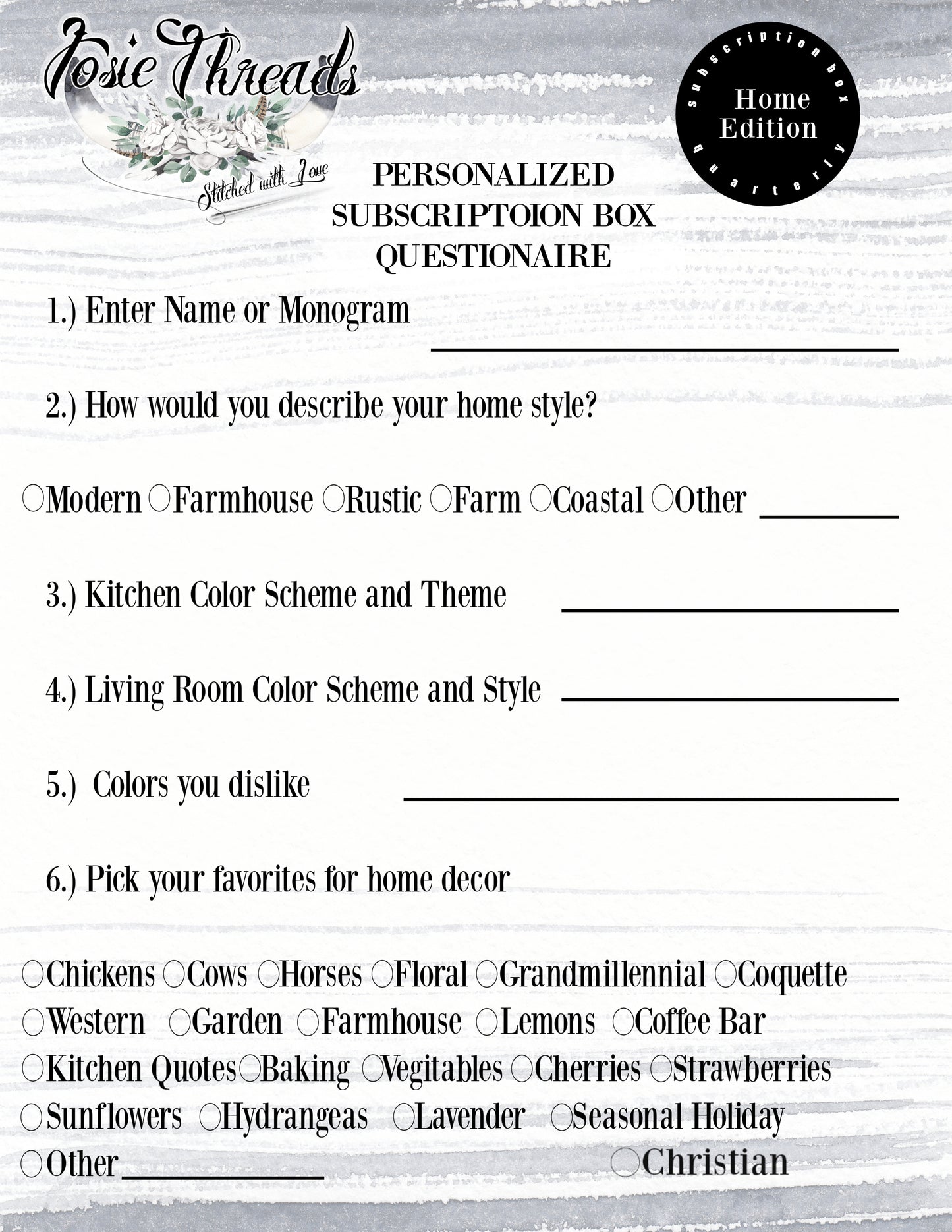 Subscription Box - Personalized Home Edition