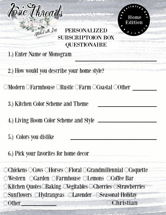 Subscription Box - Personalized Home Edition