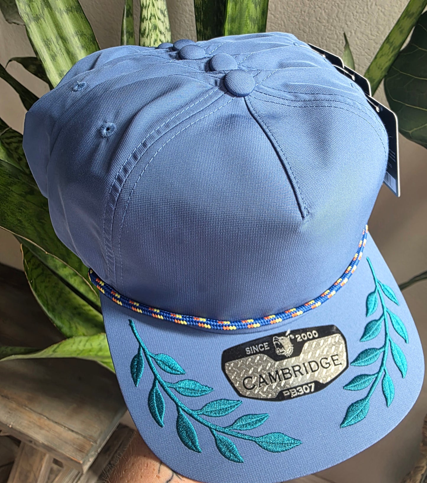 Mama Embroidered Leaf Rope Hat