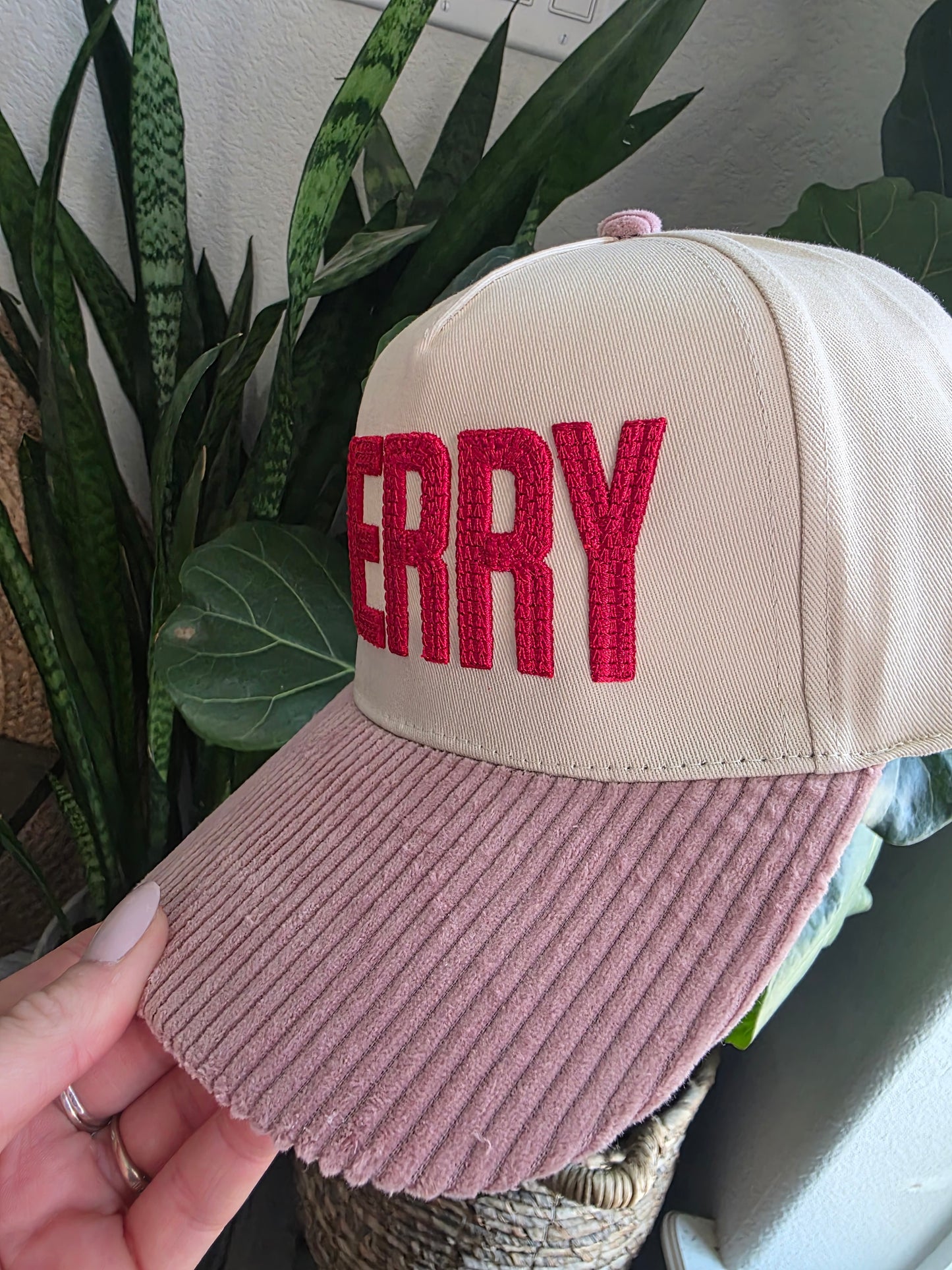 Merry Embroidered Two-Tone Corduroy Bill
