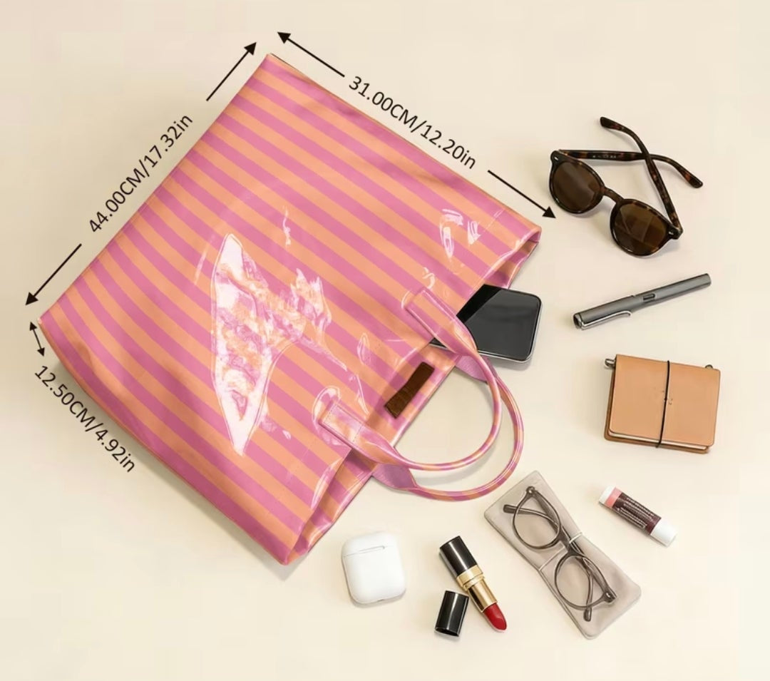 Personalized Striped Tote Bags