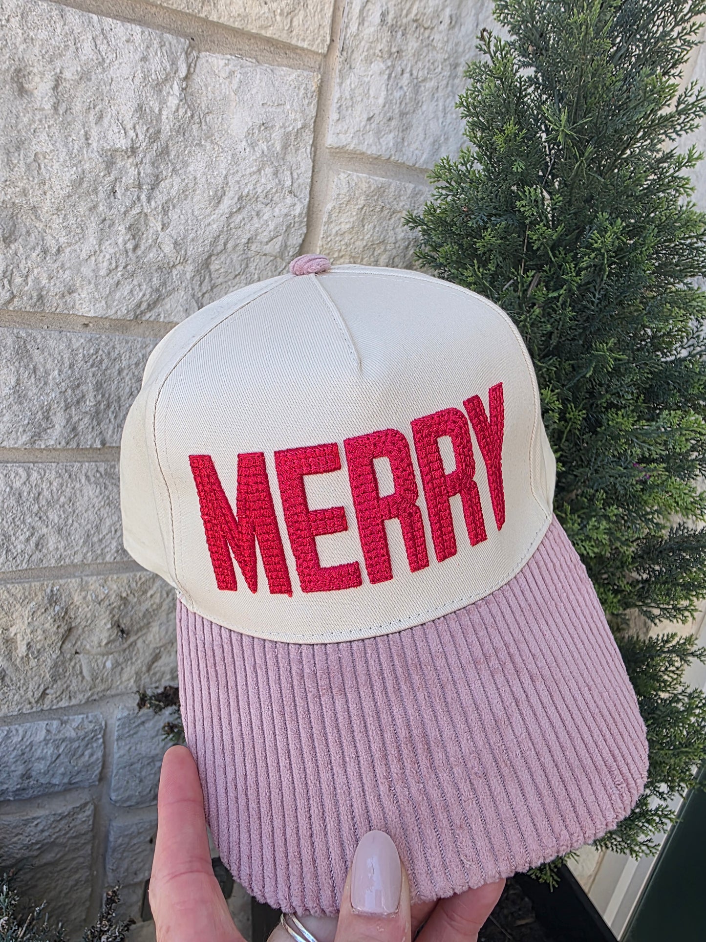 Merry Embroidered Two-Tone Corduroy Bill