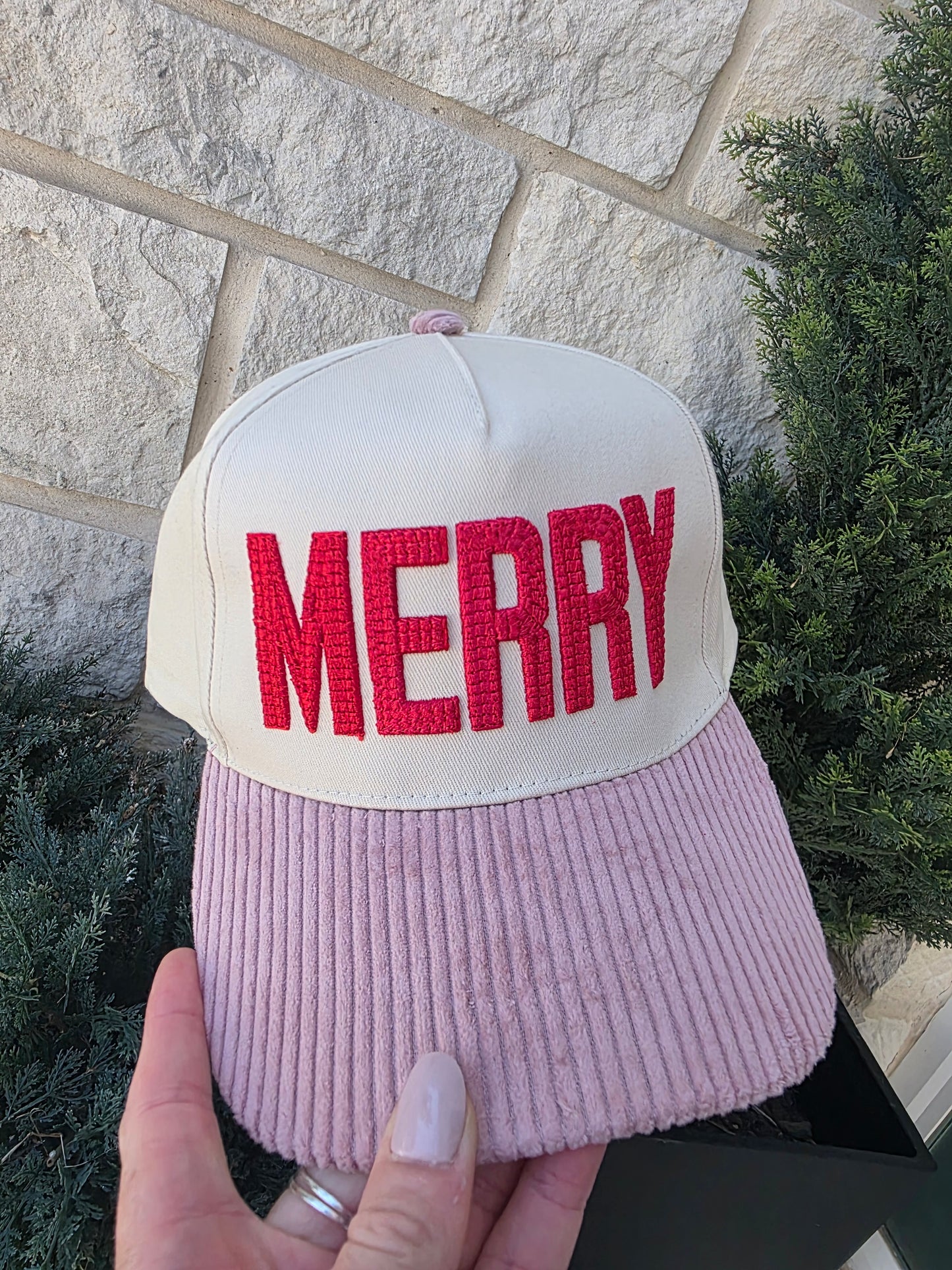 Merry Embroidered Two-Tone Corduroy Bill
