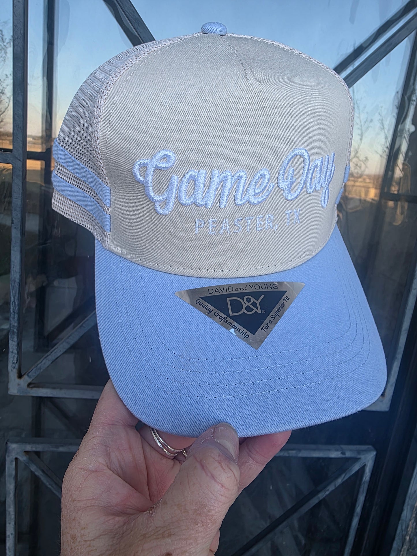 Custom Game Day 3d Embroidery on Stripe Hat
