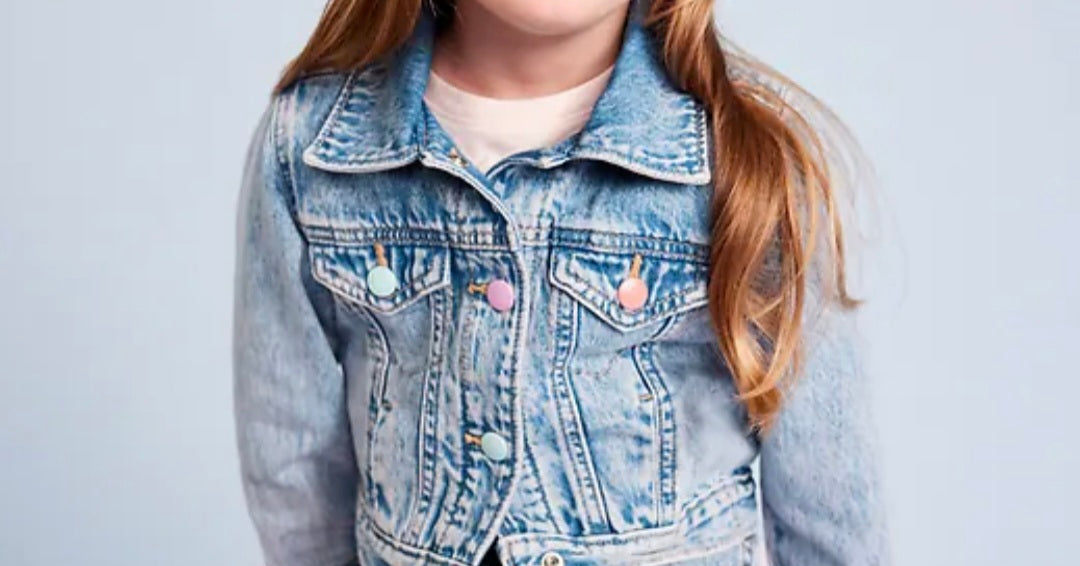 ON Girl's Custom Name Checkered Jean Jacket