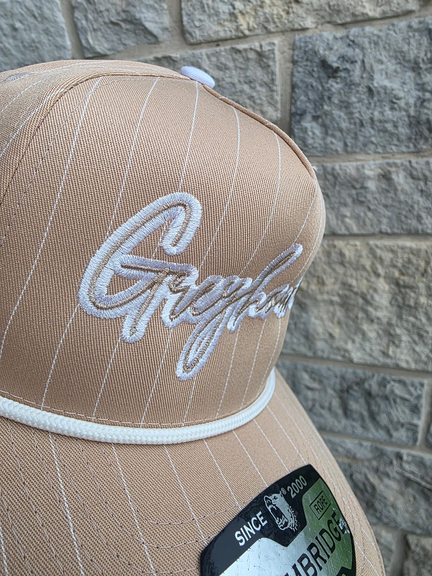 Tan Pinstripe Double Script Greyhounds Hat