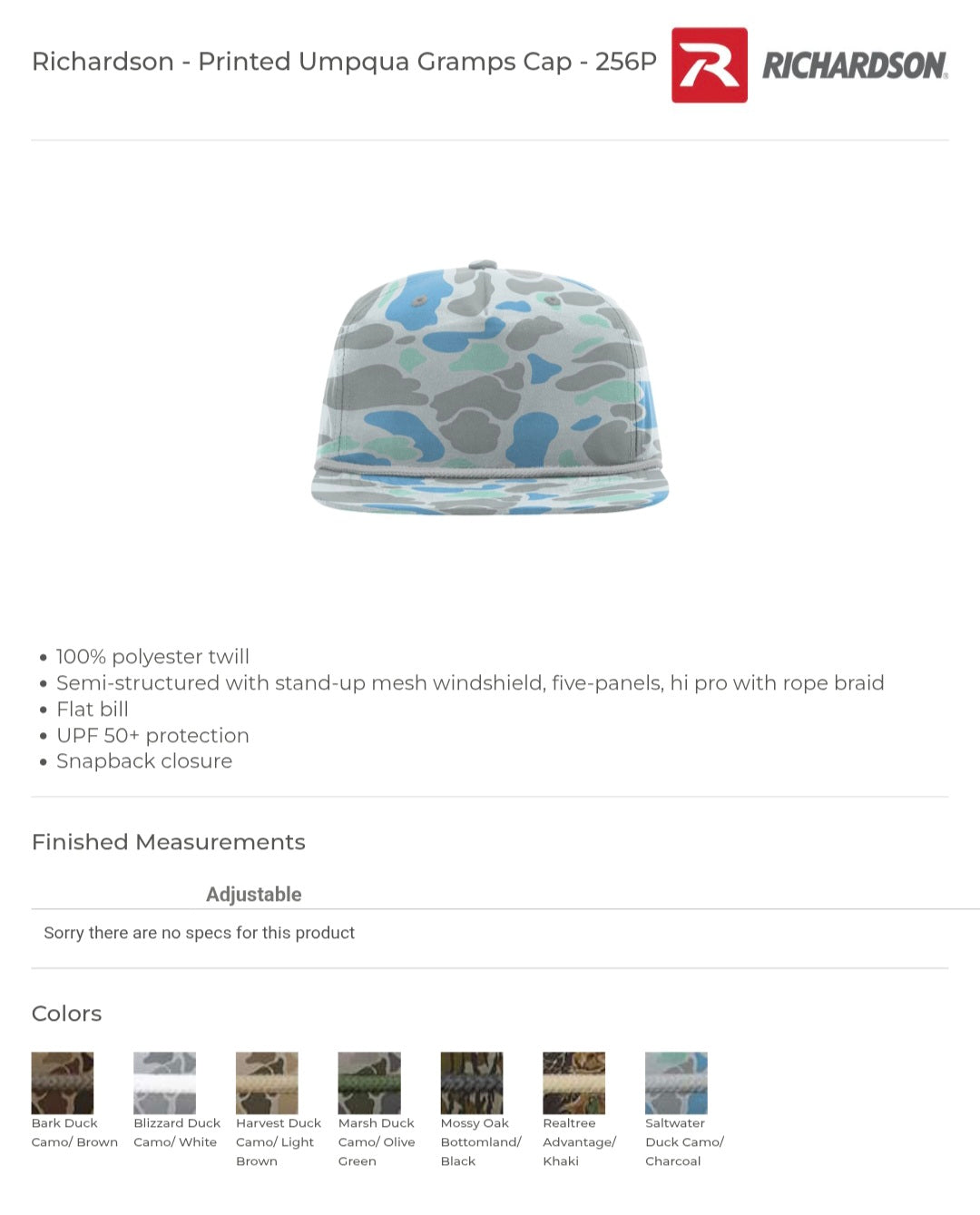 Personalized Camo Richardson Umpqua Hat