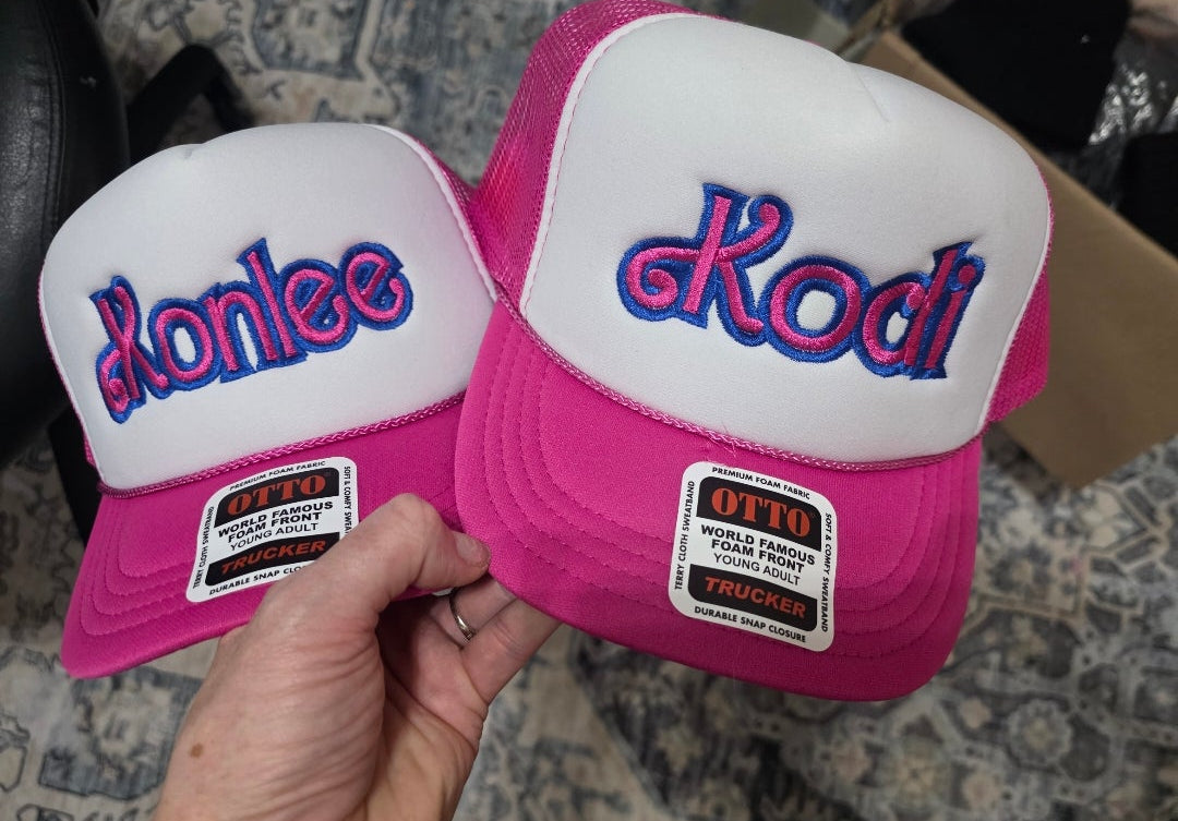 Custom Girl's Pink Trucker Hat