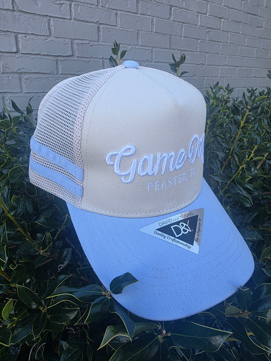 Custom Game Day 3d Embroidery on Stripe Hat