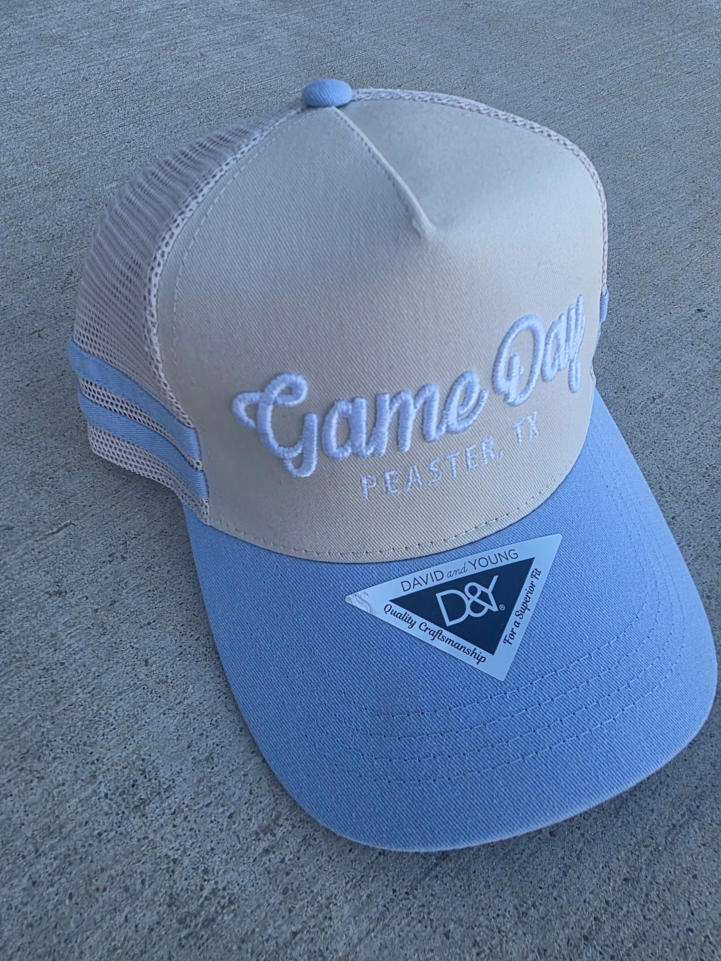 Custom Game Day 3d Embroidery on Stripe Hat