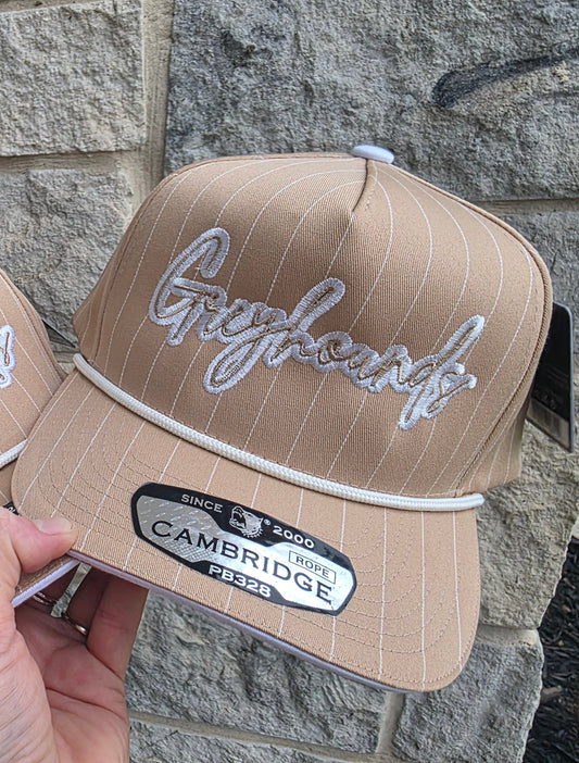Tan Pinstripe Double Script Greyhounds Hat