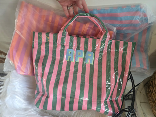 Personalized Striped Tote Bags