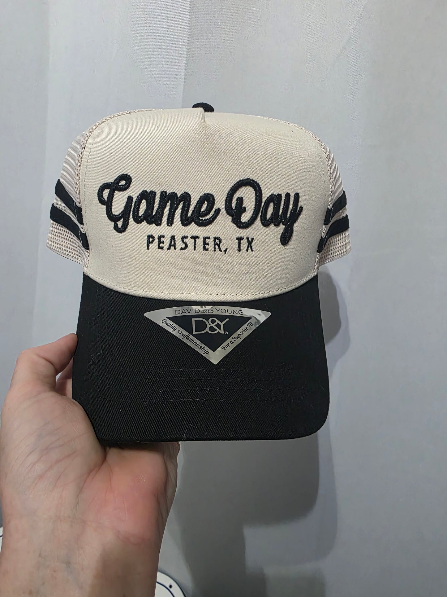 Custom Game Day 3d Embroidery on Stripe Hat