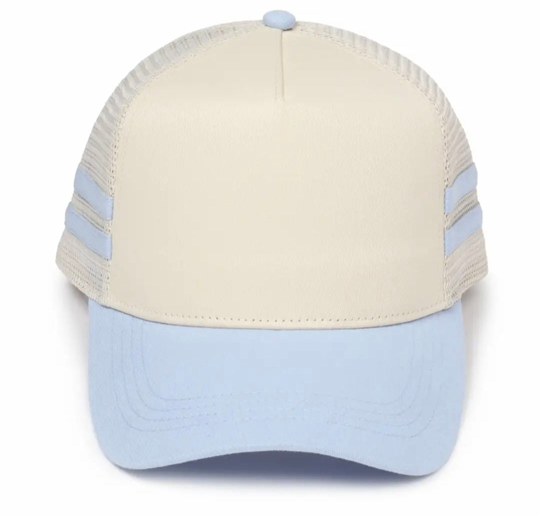 Double-Striped Puff Embroidered Hat