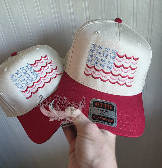 Scalloped Bow USA Flag Hat