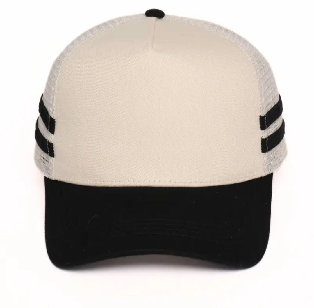 Double-Striped Puff Embroidered Hat