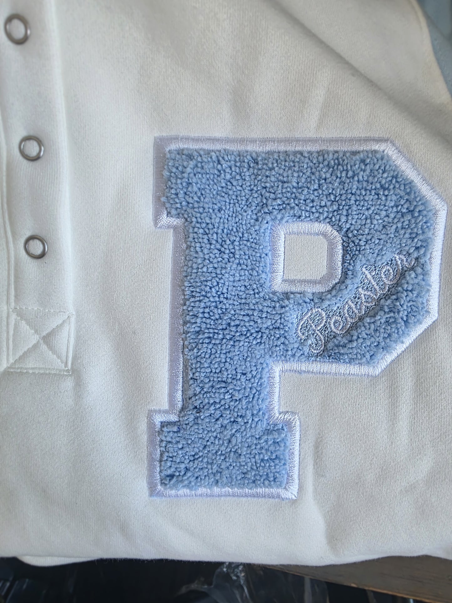 Colorblock Snap Pullover w Custom Chenille Style